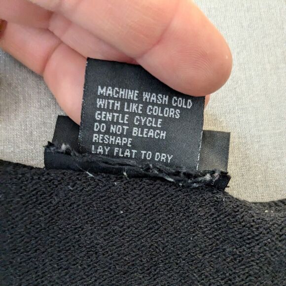 Crochet Sweater S Black Babydoll Y2K Hippie Whimsigoth Boho Goth Cutout Top 90s - Picture 10 of 12